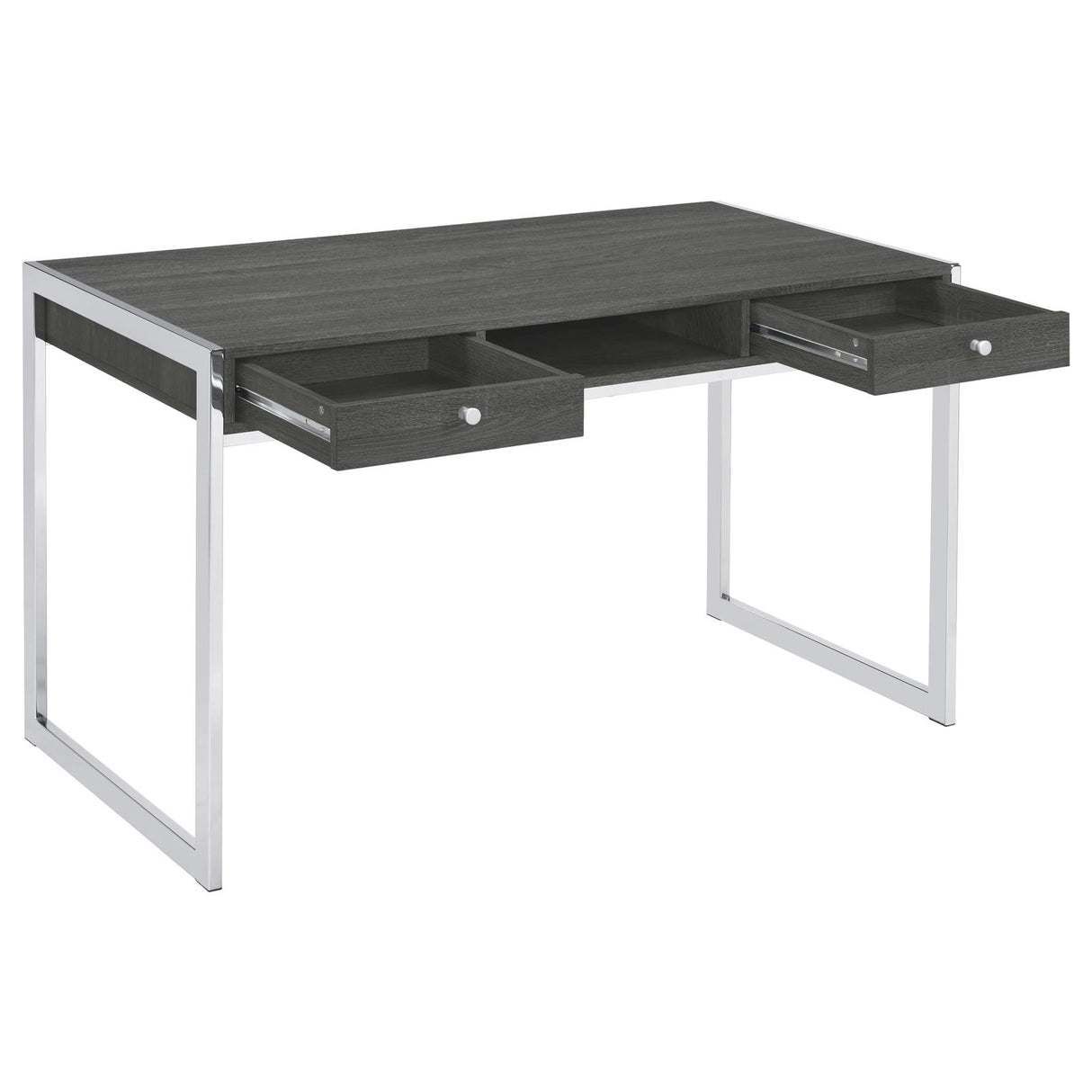 Wallice Weathered Gray/Chrome 2-Drawer Writing Desk from Coaster - Luna Furniture