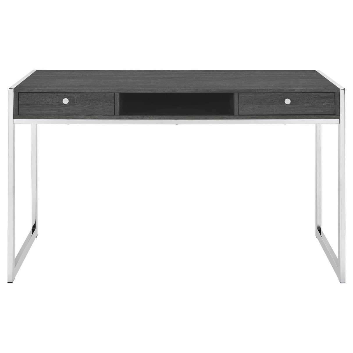 Wallice Weathered Gray/Chrome 2-Drawer Writing Desk from Coaster - Luna Furniture