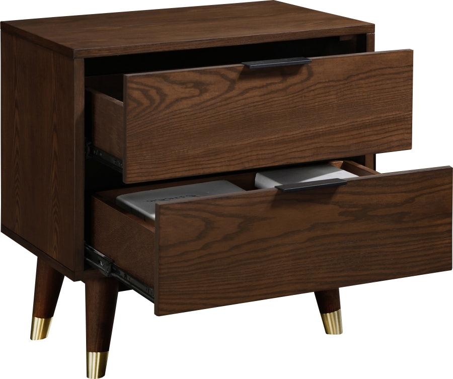 Vance Walnut Mid-Century Modern Night Stand from Meridian - Luna Furniture