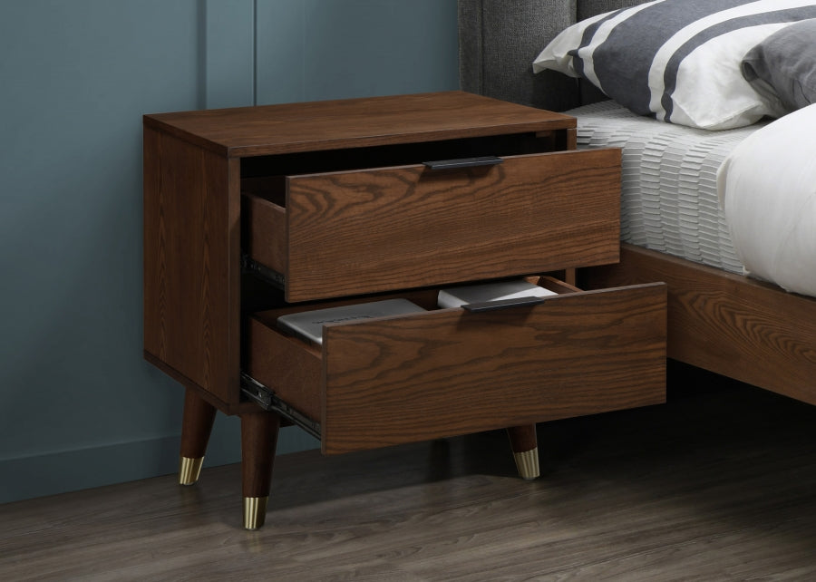 Vance Walnut Mid-Century Modern Night Stand from Meridian - Luna Furniture