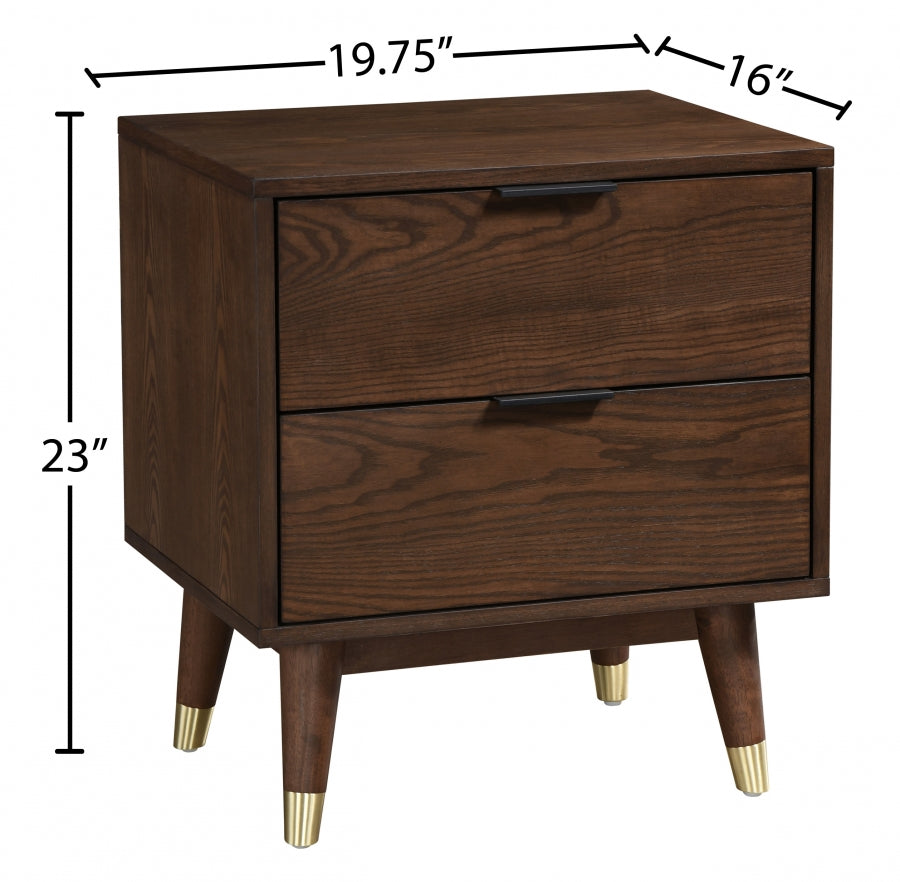 Vance Walnut Mid-Century Modern Night Stand from Meridian - Luna Furniture