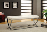 Walton White/Chrome Bench with Metal Base from Coaster - Luna Furniture