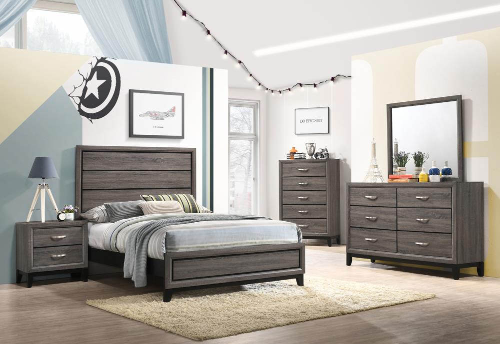 Watson Gray Oak 4-Piece Full Panel Bedroom Set from Coaster - Luna Furniture