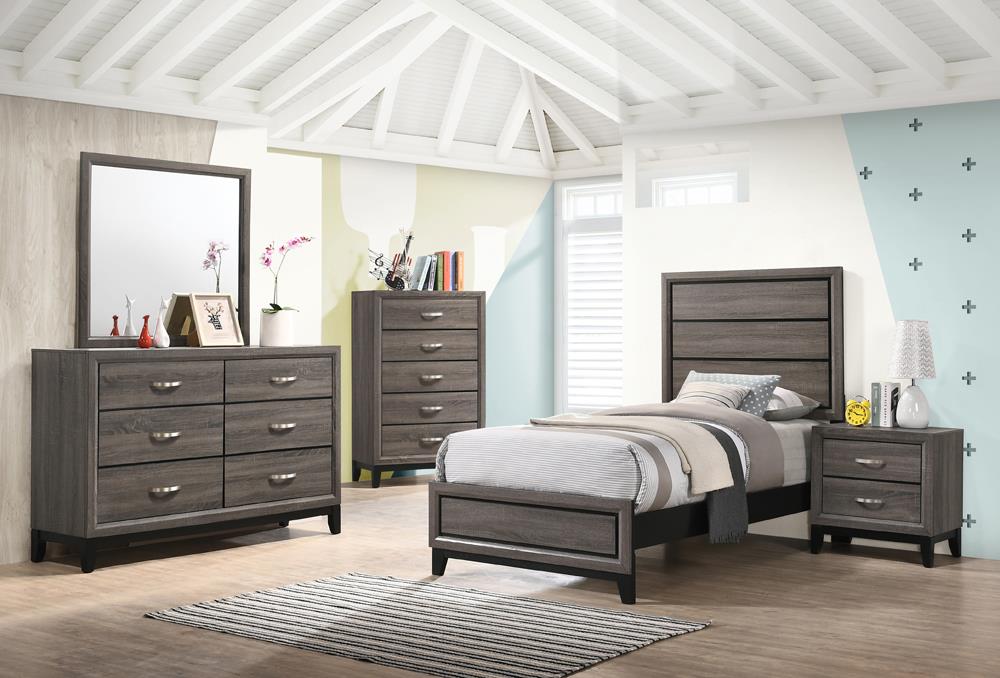 Watson Gray Oak 4-Piece Twin Panel Bedroom Set from Coaster - Luna Furniture