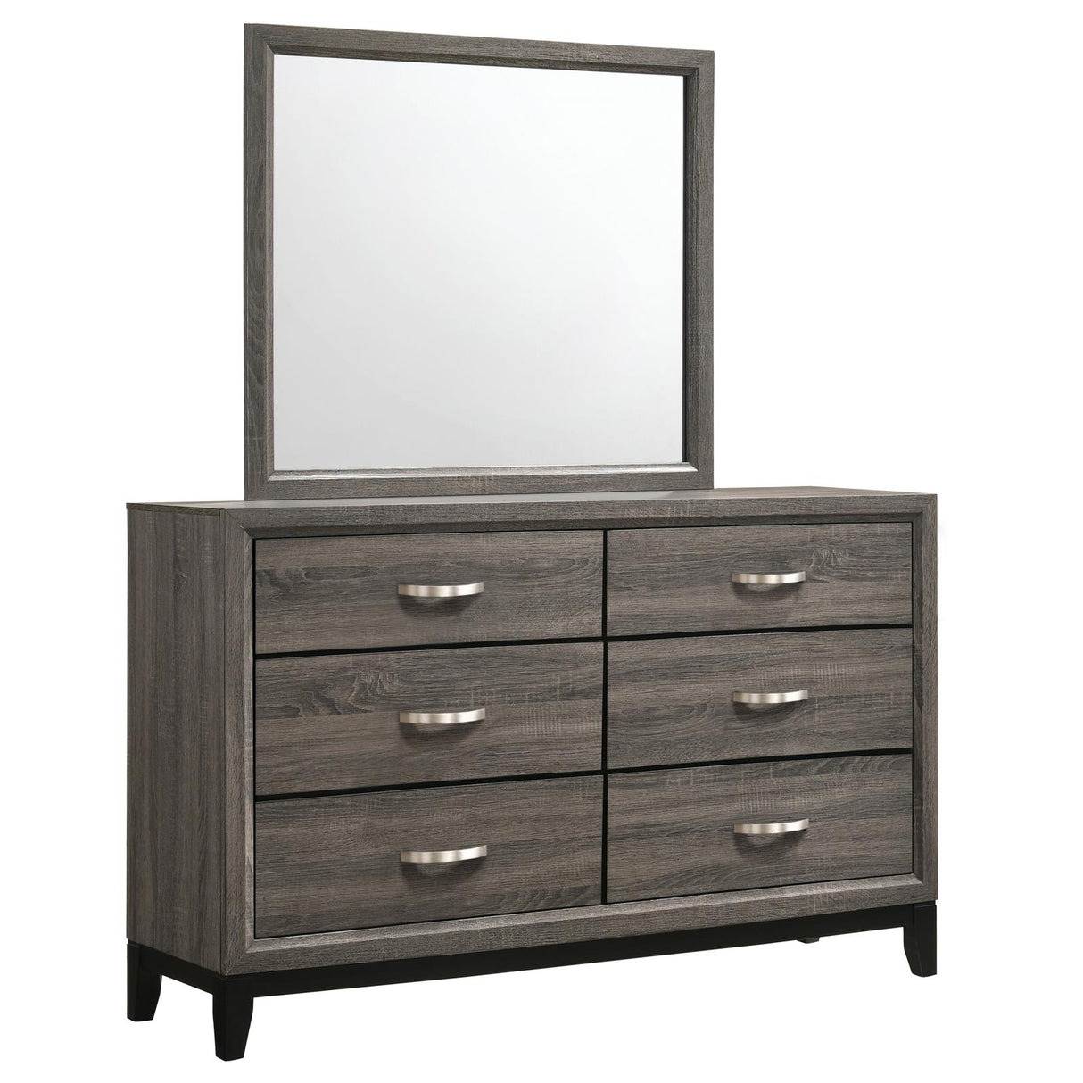 Watson 6-drawer Dresser with Mirror Grey Oak and Black from Coaster - Luna Furniture