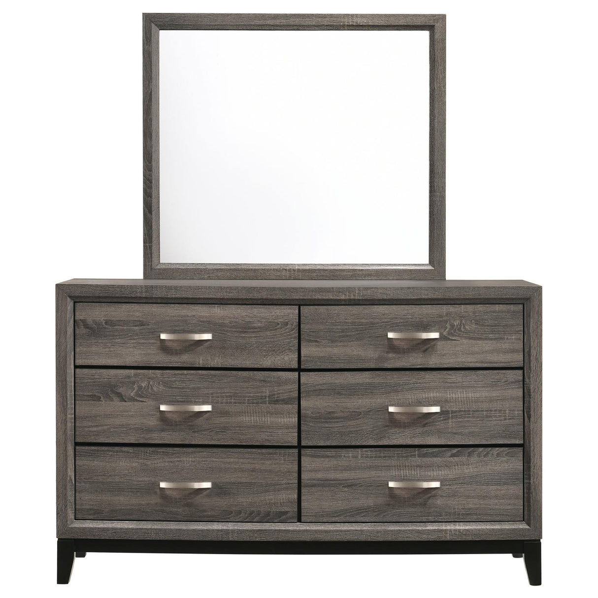 Watson 6-drawer Dresser with Mirror Grey Oak and Black from Coaster - Luna Furniture