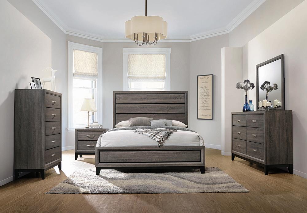 Watson Gray Oak/Black 4-Piece Eastern King Bedroom Set from Coaster - Luna Furniture