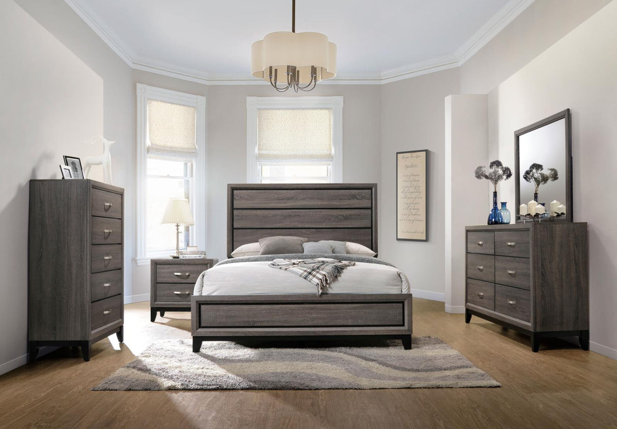 Watson Gray Oak/Black 4-Piece California King Panel Bedroom Set from Coaster - Luna Furniture