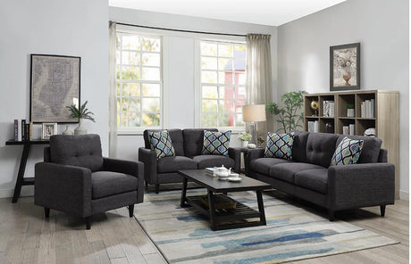 Watsonville 3-Piece Cushion Back Living Room Set Gray from Coaster - Luna Furniture