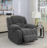 Weissman Upholstered Glider Recliner Charcoal - 601923 - Luna Furniture