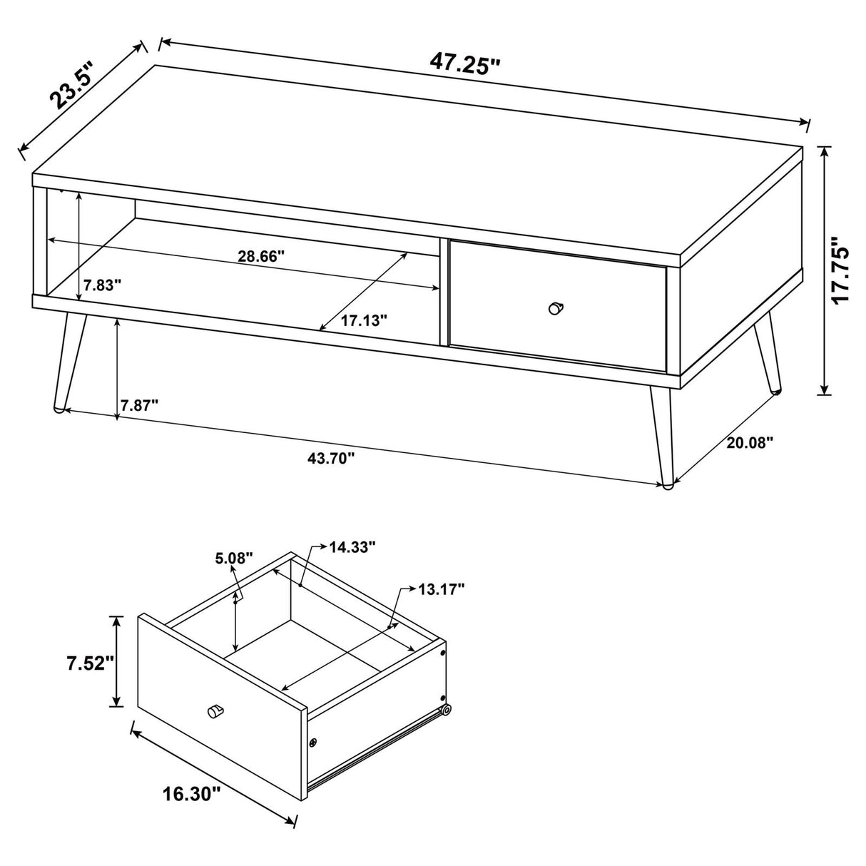 Welsh1-drawer Rectangular Engineered Wood Coffee Table With Storage Shelf Antique Pine and Grey from Coaster - Luna Furniture