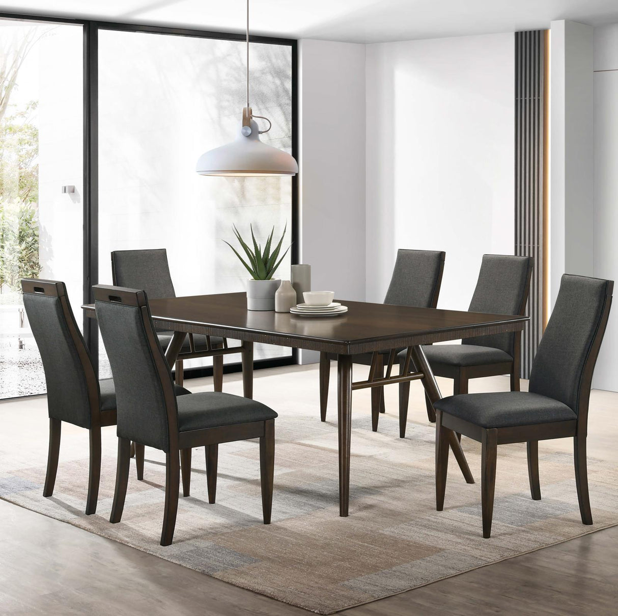 Wes 5-piece Rectangular Dining Set Grey and Dark Walnut - 115271-S5 - Luna Furniture