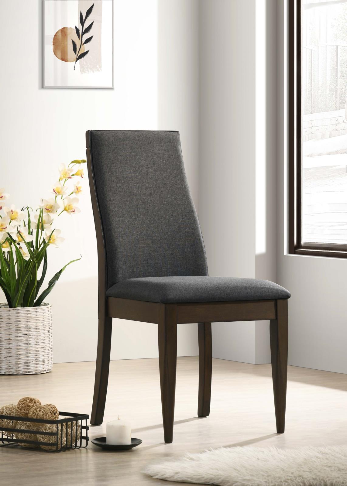 Wes Upholstered Side Chair (Set of 2) Gray/Dark Walnut from Coaster - Luna Furniture