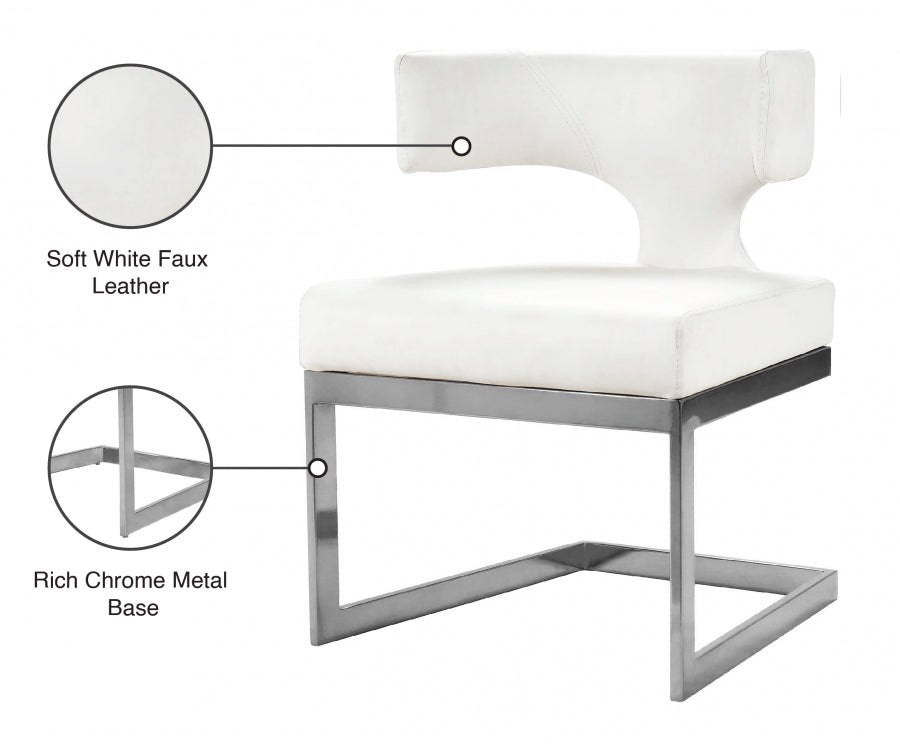 Alexandra White Faux Leather Dining Chair from Meridian - Luna Furniture