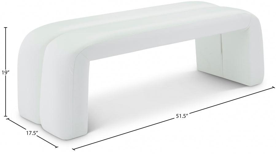 White Arc Faux Leather Bench - 116White - Luna Furniture