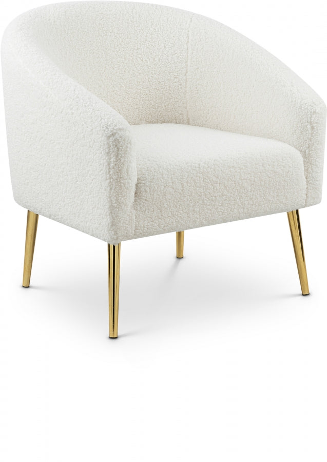 Barlow White Faux Fur Chair from Meridian - Luna Furniture