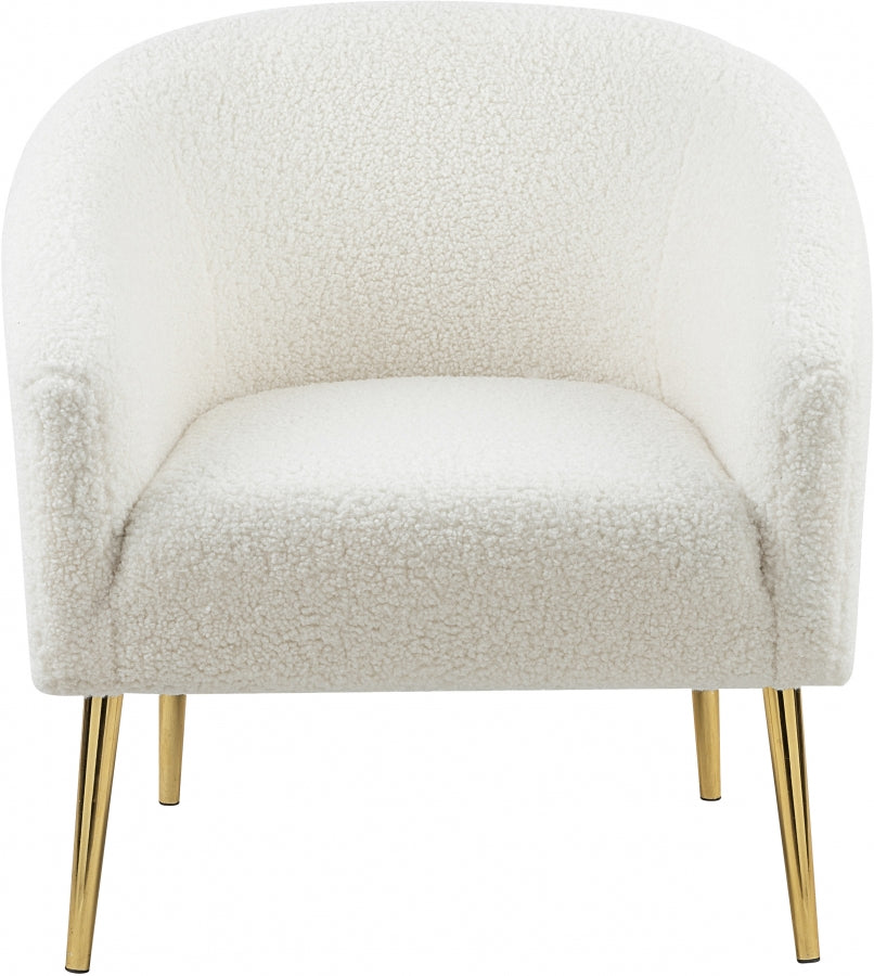 Barlow White Faux Fur Chair from Meridian - Luna Furniture