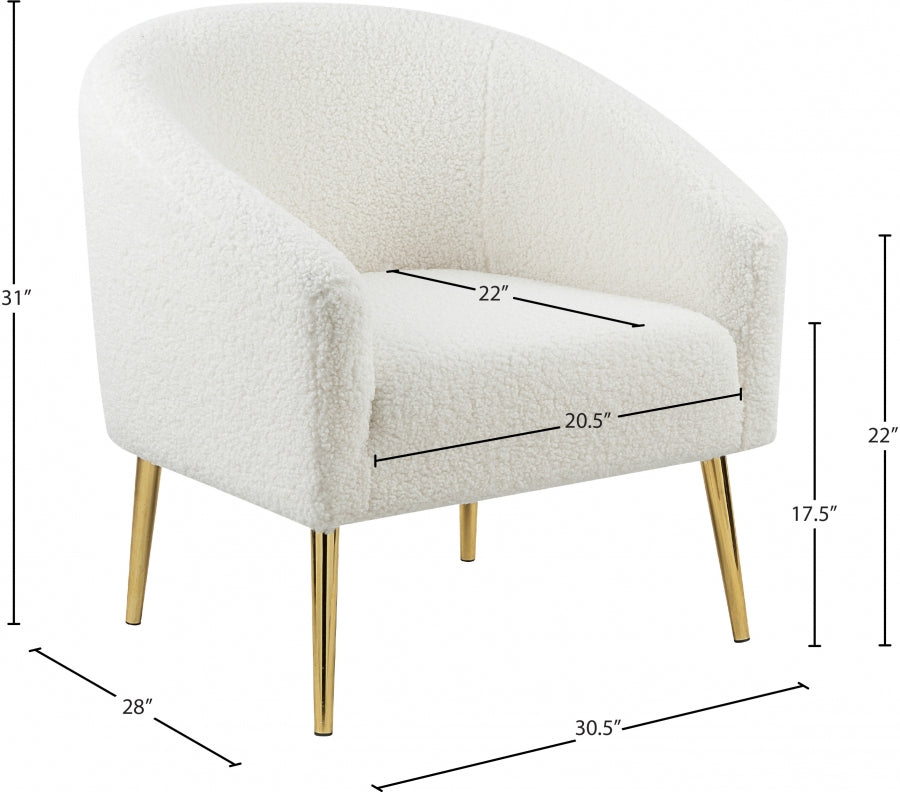 Barlow White Faux Fur Chair from Meridian - Luna Furniture