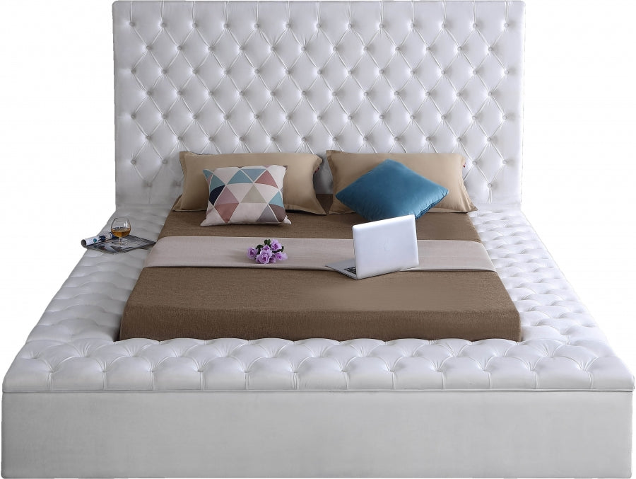 Bliss White Velvet Full Bed from Meridian - Luna Furniture