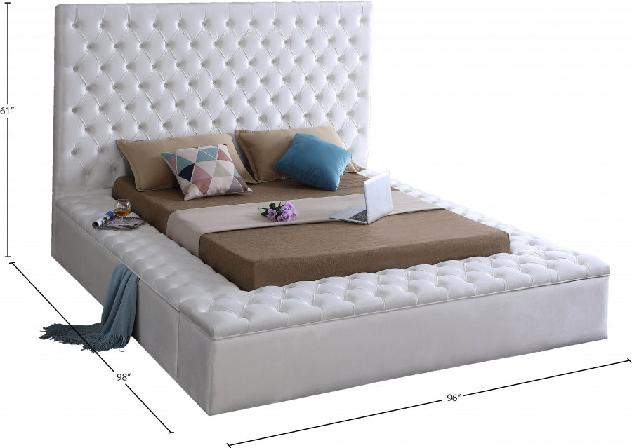 Bliss White Velvet King Bed from Meridian - Luna Furniture