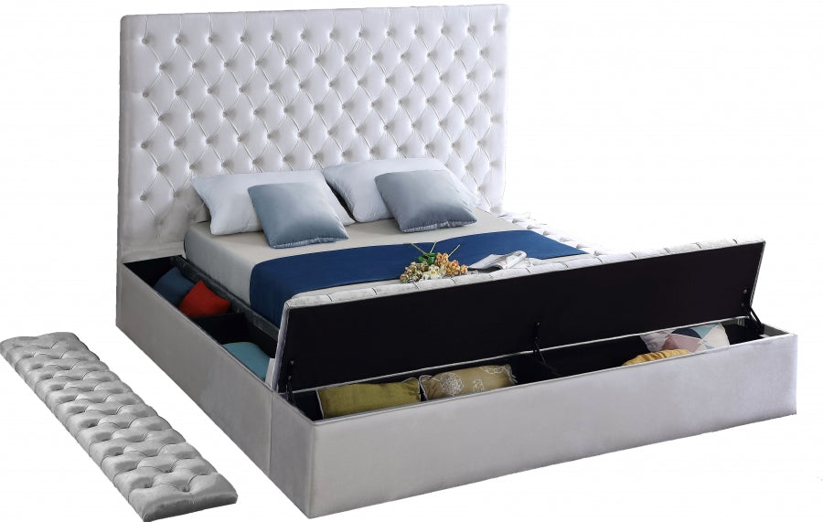 Bliss White Velvet King Bed from Meridian - Luna Furniture