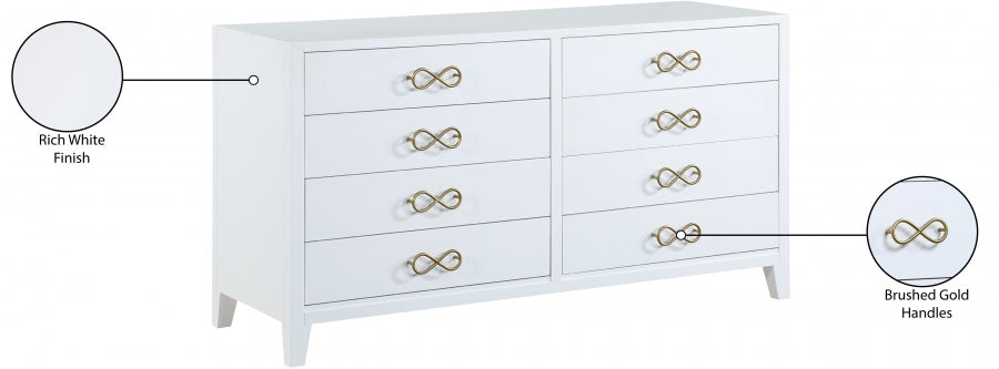 Bowtie White Dresser from Meridian - Luna Furniture