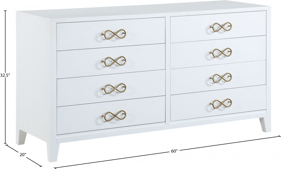 Bowtie White Dresser from Meridian - Luna Furniture