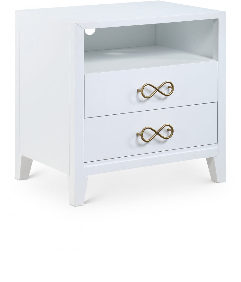 Bowtie White Nightstand from Meridian - Luna Furniture