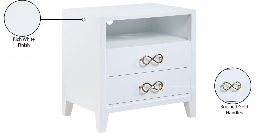 Bowtie White Nightstand from Meridian - Luna Furniture