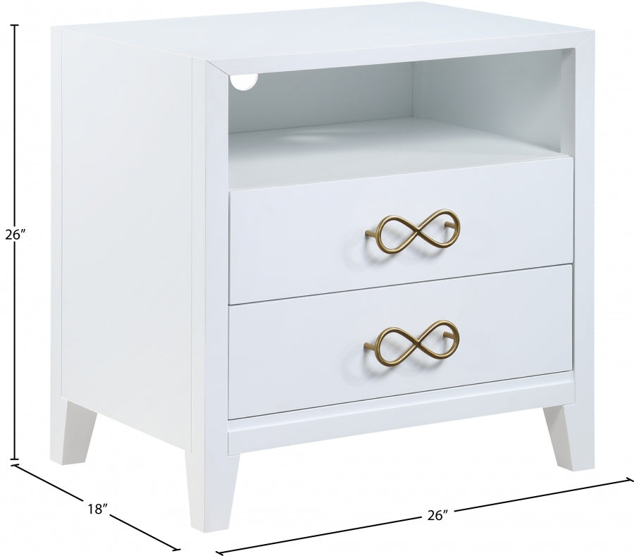 Bowtie White Nightstand from Meridian - Luna Furniture