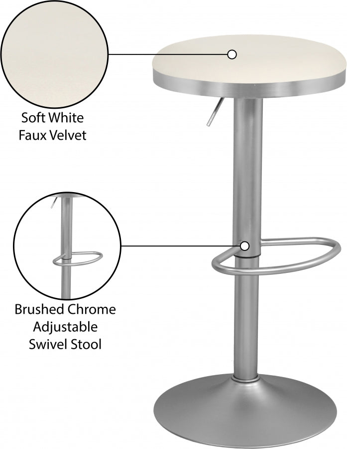 Brody White/Silver Adjustable Stool from Meridian - Luna Furniture