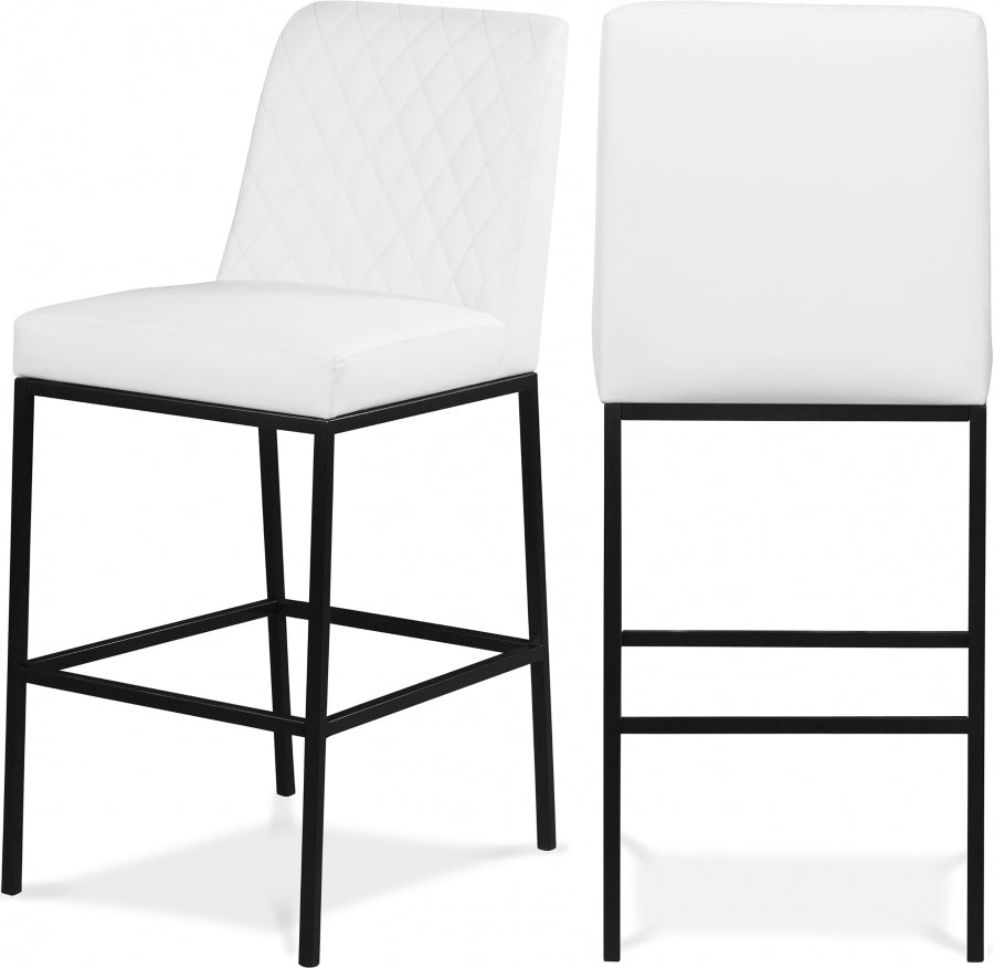 Bryce White Faux Leather Bar Stool, Set of 2 from Meridian - Luna Furniture