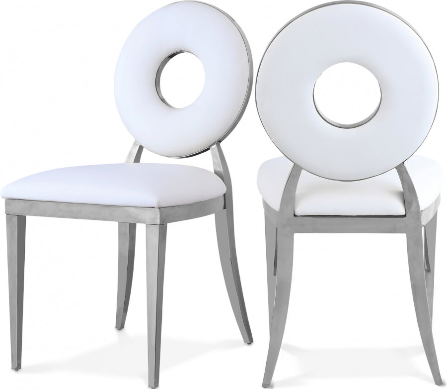 Carousel White Faux Leather Dining Chair from Meridian - Luna Furniture