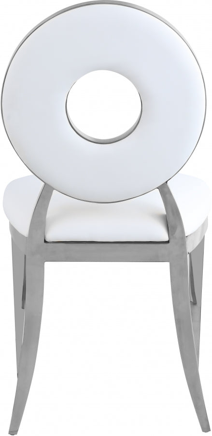 Carousel White Faux Leather Dining Chair from Meridian - Luna Furniture