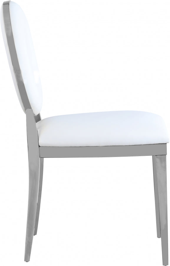 Carousel White Faux Leather Dining Chair from Meridian - Luna Furniture