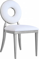 Carousel White Faux Leather Dining Chair from Meridian - Luna Furniture