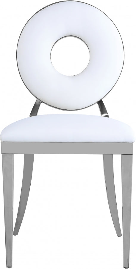 Carousel White Faux Leather Dining Chair from Meridian - Luna Furniture