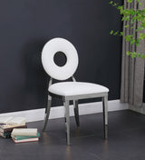 Carousel White Faux Leather Dining Chair from Meridian - Luna Furniture