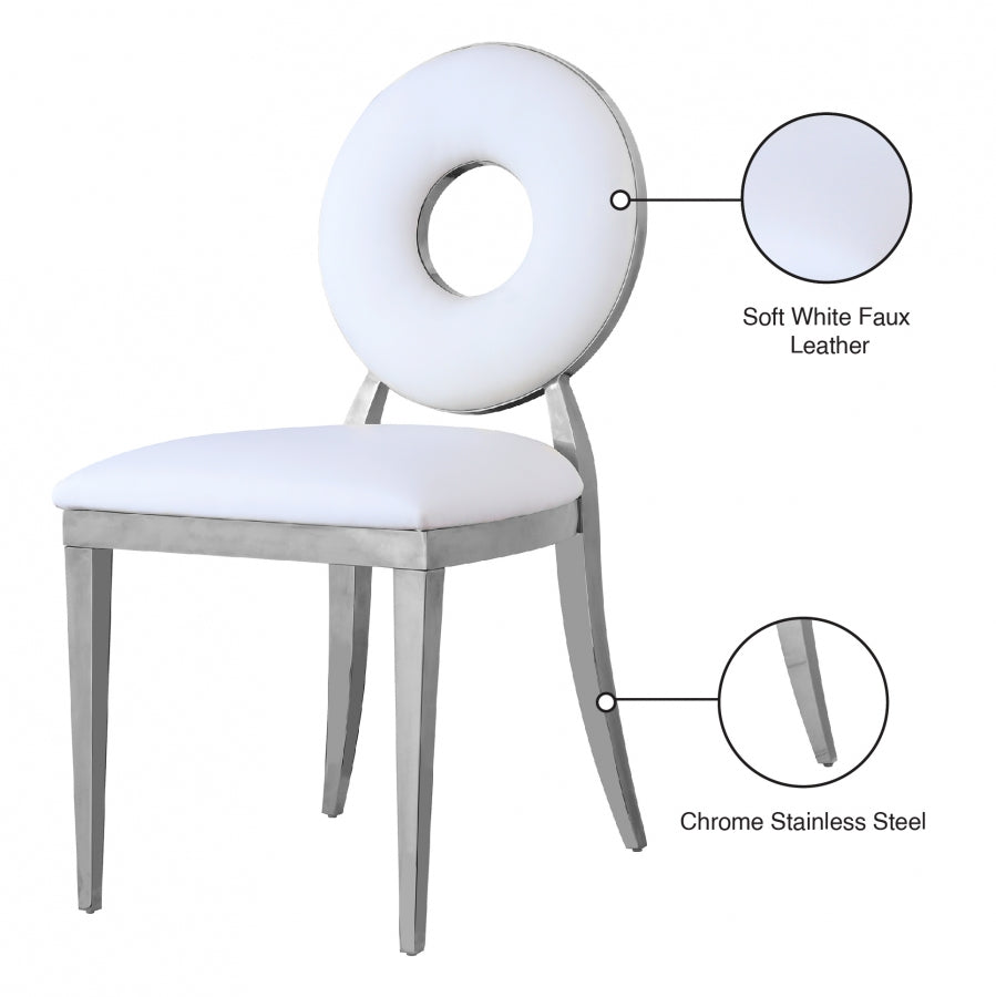 Carousel White Faux Leather Dining Chair from Meridian - Luna Furniture