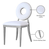 Carousel White Faux Leather Dining Chair from Meridian - Luna Furniture