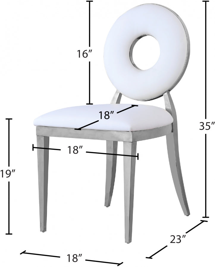 Carousel White Faux Leather Dining Chair from Meridian - Luna Furniture