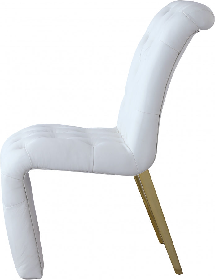 Curve White Faux Leather Dining Chair, Set of 2 from Meridian - Luna Furniture