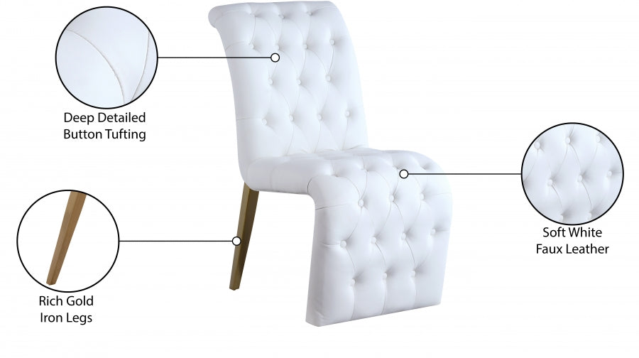 Curve White Faux Leather Dining Chair, Set of 2 from Meridian - Luna Furniture