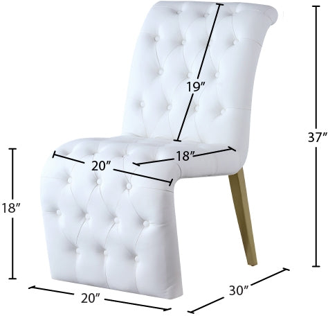 Curve White Faux Leather Dining Chair, Set of 2 from Meridian - Luna Furniture