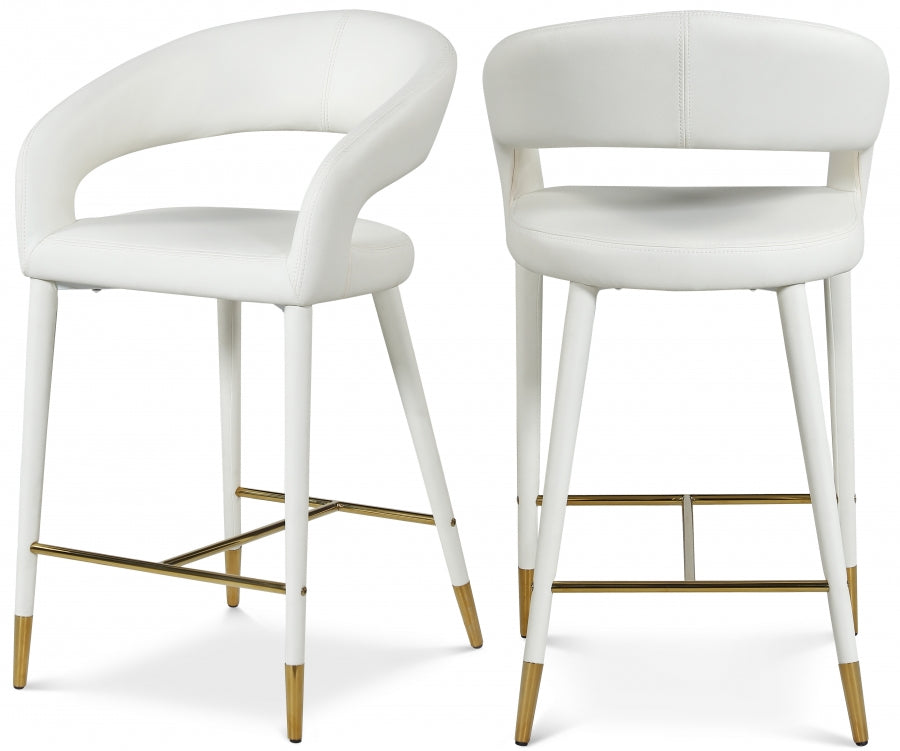 Destiny White Faux Leather Stool from Meridian - Luna Furniture