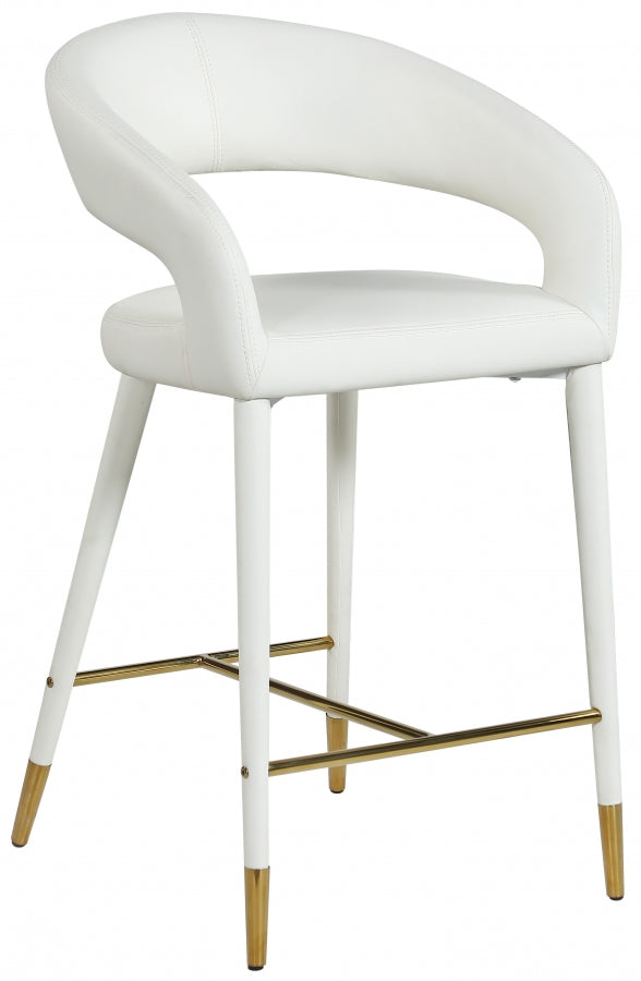 Destiny White Faux Leather Stool from Meridian - Luna Furniture