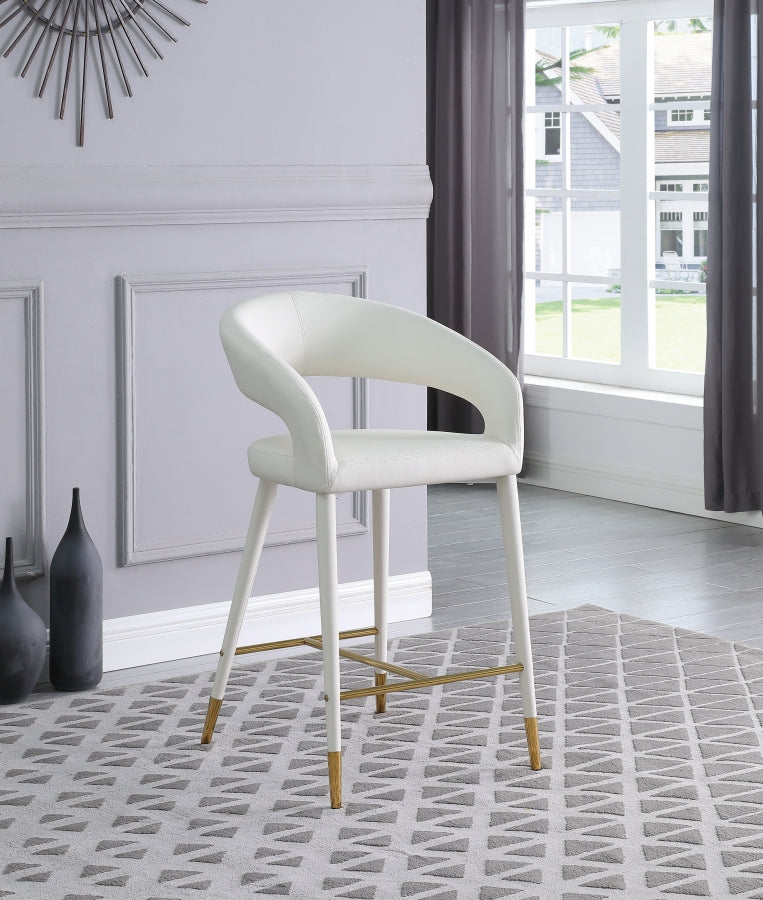 Destiny White Faux Leather Stool from Meridian - Luna Furniture