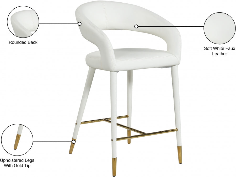 Destiny White Faux Leather Stool from Meridian - Luna Furniture