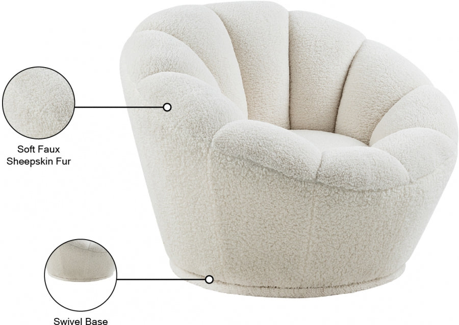 Dream White Faux Sheepskin Fur Accent Chair from Meridian - Luna Furniture