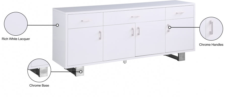 Excel White Sideboard/Buffet from Meridian - Luna Furniture